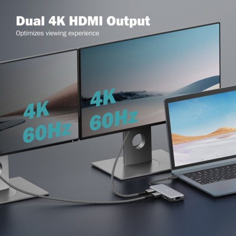 Stacja dokująca USB-C 8 portowa, max. 4K/60Hz z HDR, HDMI, max. 2 monitory MST, USB-A 3.2 Gen2, Gigabit Ethernet, SD/Micro SD, P Stacja dokująca USB-C 8 portowa, max. 4K/60Hz z HDR, HDMI, max. 2 monitory MST, USB-A 3.2 Gen2, Gigabit Ethernet, SD/Micro SD, P