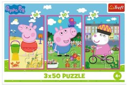 Puzzle 3x50 elementów Świnka Peppa siła przyjaźni