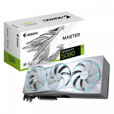Karta graficzna GeForce RTX 5080 AORUS MASTER ICE 16G 256BIT GDDR7 3DP Karta graficzna GeForce RTX 5080 AORUS MASTER ICE 16G 256BIT GDDR7 3DP