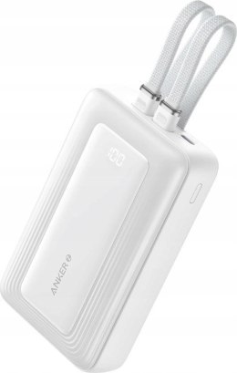 Powerbank ZOLO 20000mAh 30W wbudowany kabel USB-C oraz USB-Lightning, biały