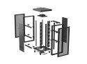 Szafa instalacyjna rack stojąca 19 cali 47U 800x800 drzwi perforowane LCD czarna (Flat pack)