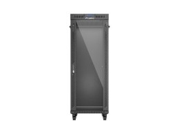 Szafa instalacyjna rack stojąca 19 cali 32U 600x1000 drzwi przeszklone LCD czarna (Flat pack)