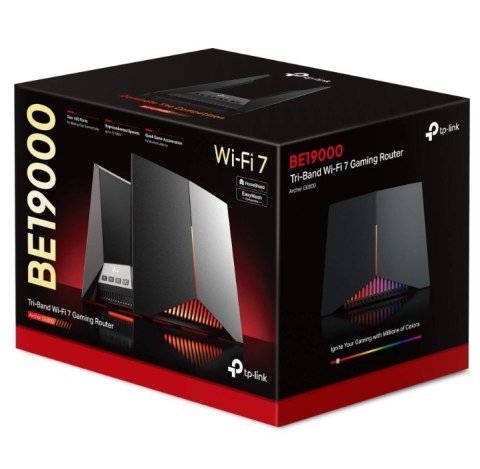 Router BE19000 TriBand Wi-Fi 7 Gaming SPEED: 1376 Mbps at 2.4 GHz + 5760 Mbps at 5 GHz + 11520 Mbps at 6 GHz Router BE19000 TriBand Wi-Fi 7 Gaming SPEED: 1376 Mbps at 2.4 GHz + 5760 Mbps at 5 GHz + 11520 Mbps at 6 GHz