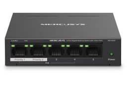 Przełącznik Mercusys 5-Port Gigabit Desktop Switch with 4-Port PoE+ PORT: 4× Gigabit PoE+ Ports, 1× Gigabit Non-PoE Por