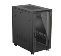 Szafa instalacyjna rack stojąca 19" 22U 600x1000 czarna drzwi przeszkolne ( flat pack)