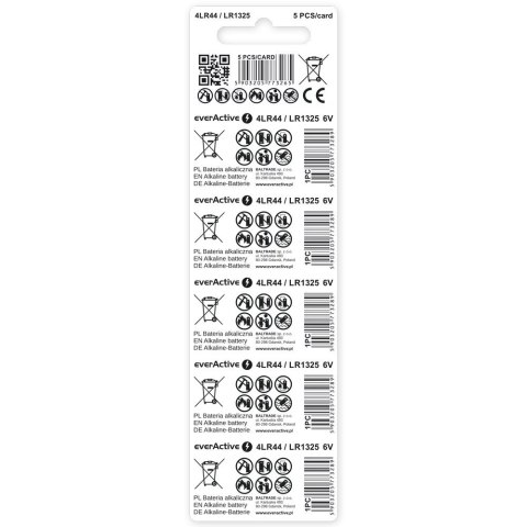 Bateria alkaliczna LR44/LR1325/544A blister 5 szt. Bateria alkaliczna LR44/LR1325/544A blister 5 szt.