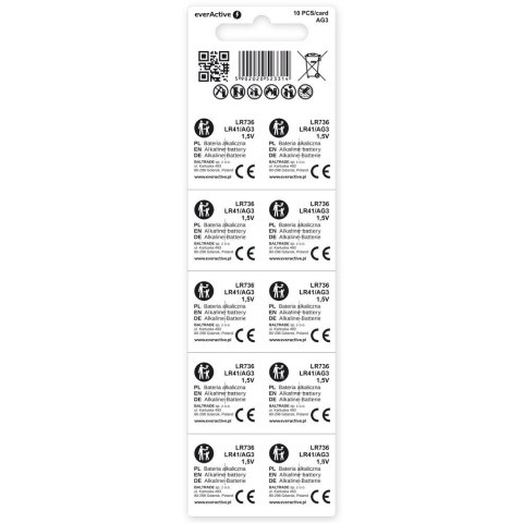 Baterie alkaliczne mini AG3/G3/LR736/LR41 blister 10 szt. Baterie alkaliczne mini AG3/G3/LR736/LR41 blister 10 szt.