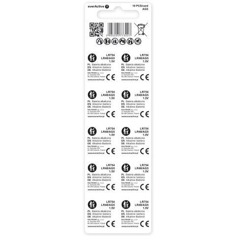 Baterie alkaliczne mini AG5/G5/LR754/LR48 blister 10 szt. Baterie alkaliczne mini AG5/G5/LR754/LR48 blister 10 szt.