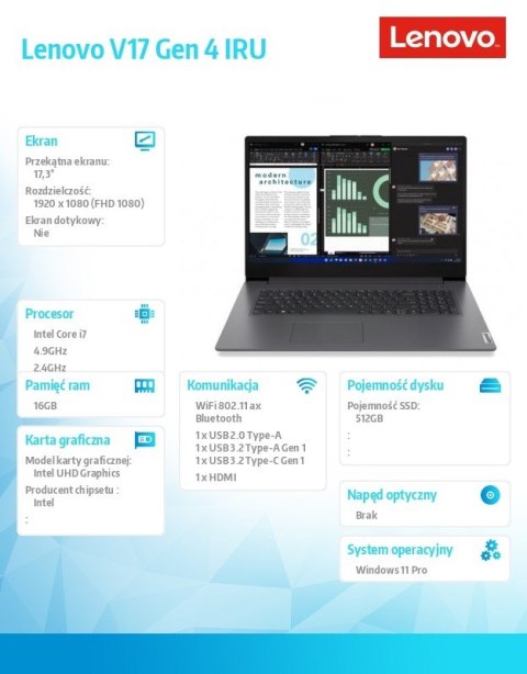 Notebook V17 G4 83A2004HPB W11Pro i7-13620H/2X8GB/512GB/INT/17.3 FHD/Iron Grey/3YRS OS + 2Yr CI Notebook V17 G4 83A2004HPB W11Pro i7-13620H/2X8GB/512GB/INT/17.3 FHD/Iron Grey/3YRS OS + 2Yr CI