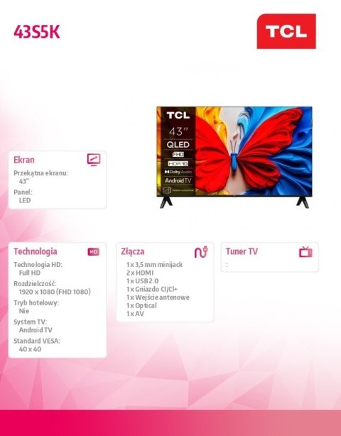 Telewizor LED 43 cale 43S5K Telewizor LED 43 cale 43S5K