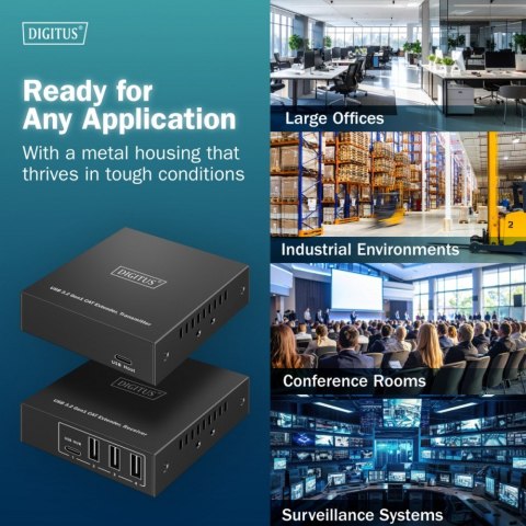 Przedłużacz (extender) po skrętce kat.6A USB 3.1 Gen1 do 100m, 3x USB-A, 1x USB-C do 5 Gbps, 1x RJ45 (Gigabit Ethernet) - zesta Przedłużacz (extender) po skrętce kat.6A USB 3.1 Gen1 do 100m, 3x USB-A, 1x USB-C do 5 Gbps, 1x RJ45 (Gigabit Ethernet) - zesta