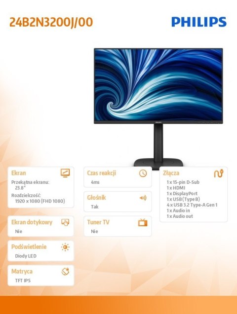 Monitor 24B2N3200J 23.8 cala IPS 120Hz HDMI DP VGA Pivot Glośniki Monitor 24B2N3200J 23.8 cala IPS 120Hz HDMI DP VGA Pivot Glośniki