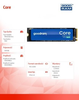 Dysk SSD Core 500GB Gen5 2280 9300/6000MB/s