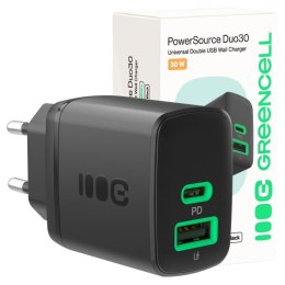 Ładowarka sieciowa 30W 1xUSB-C 1xUSB-A czarna
