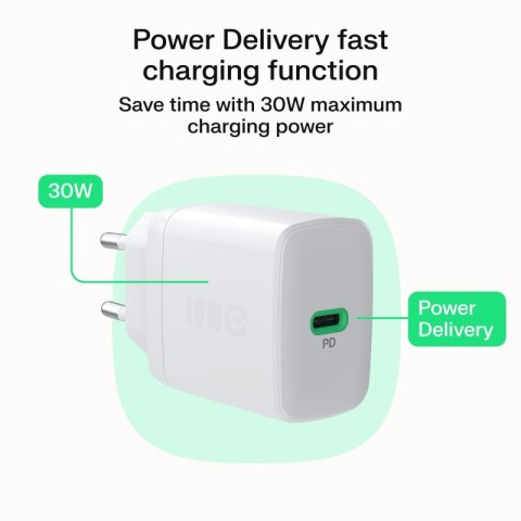 Ładowarka sieciowa USB 30W 1x USB-C BIAŁA Ładowarka sieciowa USB 30W 1x USB-C BIAŁA