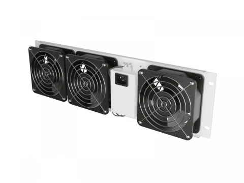 Panel wentylacyjny pionowy 19 cali 3U do szaf rack, trzy wentylatory, 230V, szary Panel wentylacyjny pionowy 19 cali 3U do szaf rack, trzy wentylatory, 230V, szary