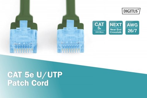 Patch cord U/UTP kat.5e PVC 1m zielony Patch cord U/UTP kat.5e PVC 1m zielony