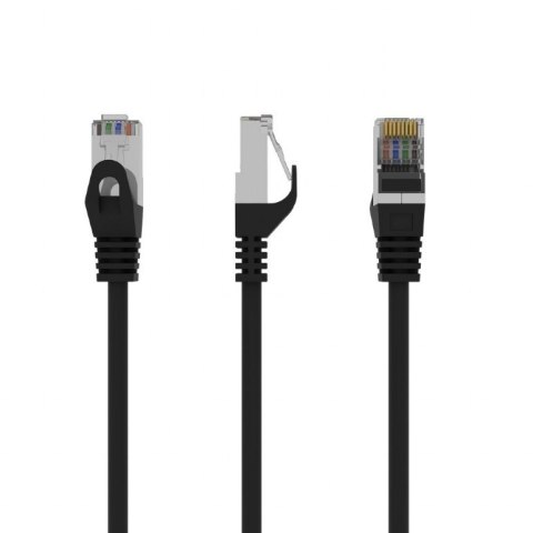 Patch cord ekranowany FTP kat.6 osłonka zalewana 1M czarny Patch cord ekranowany FTP kat.6 osłonka zalewana 1M czarny
