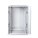 Szafa wisząca dwusekcyjna 19 18U 901/600/600mm, drzwi szklane (RAL 7035), zmontowana Szara