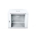 Szafa wisząca dwusekcyjna 19 9U 501/600/550mm, drzwi szklane, szara (RAL 7035), zmontowana