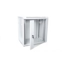 Szafa wisząca jednosekcyjna 19 12U 635/600/450mm, drzwi szklane, szara (RAL 7035), zmontowana