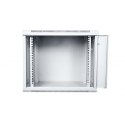 Szafa wisząca jednosekcyjna 19 9U 501/600/450mm, drzwi szklane, szara (RAL 7035), zmontowana