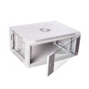 Szafa wisząca jednosekcyjna 19 cali 6U 368/600/450mm, drzwi szklane, szara (RAL7035), zmontowana