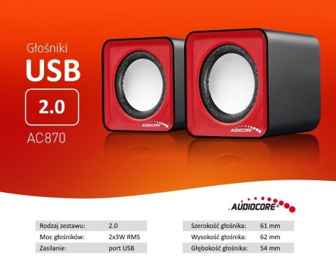 Głośniki komputerowe 6W USB AC870R Głośniki komputerowe 6W USB AC870R