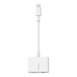 Adapter przejsciówka Lightning do miniJack/Lightning 0,15m biały