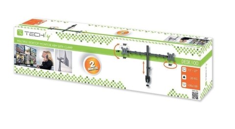 Podwójne ramię biurkowe LED/LCD 13-27 cali 2x10kg VESA regulowane Podwójne ramię biurkowe LED/LCD 13-27 cali 2x10kg VESA regulowane