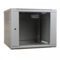 Szafa sieciowa wisząca 19 cali 9U rack 600x600, drzwi szyba, niedzielona, niezłożona, Szara