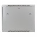 Szafa sieciowa wisząca 19 cali 9U rack 600x600, drzwi szyba, niedzielona, niezłożona, Szara