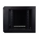 Szafa wisząca jednosekcyjna 19 cali 4U 279/600/450mm, drzwi szklane, (RAL 9004) Czarna