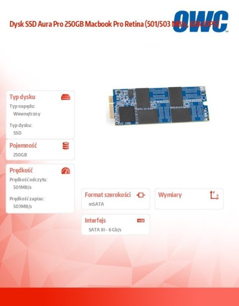 Dysk SSD Aura Pro 250GB Macbook Pro Retina (501/503 MB/s, 60k IOPS) Dysk SSD Aura Pro 250GB Macbook Pro Retina (501/503 MB/s, 60k IOPS)