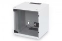Szafa wisząca jednosekcyjna 10 cali 6U 330 x 312 x 300mm, drzwi szklane (RAL7035), zmontowana Szara