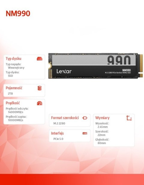 Dysk SSD NM990 2TB Gen5 14000/10000 Dysk SSD NM990 2TB Gen5 14000/10000