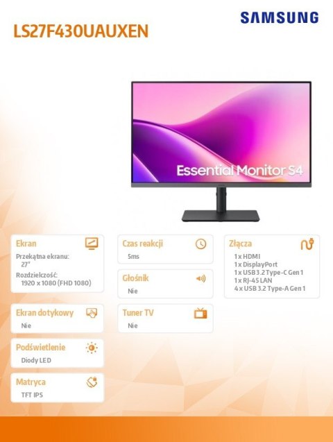 Monitor 27 cali LS27F430UAUXEN Monitor 27 cali LS27F430UAUXEN