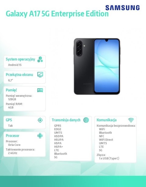 Smartfon Galaxy A17 5G 4/128GB Enterprise Edition czarny Smartfon Galaxy A17 5G 4/128GB Enterprise Edition czarny