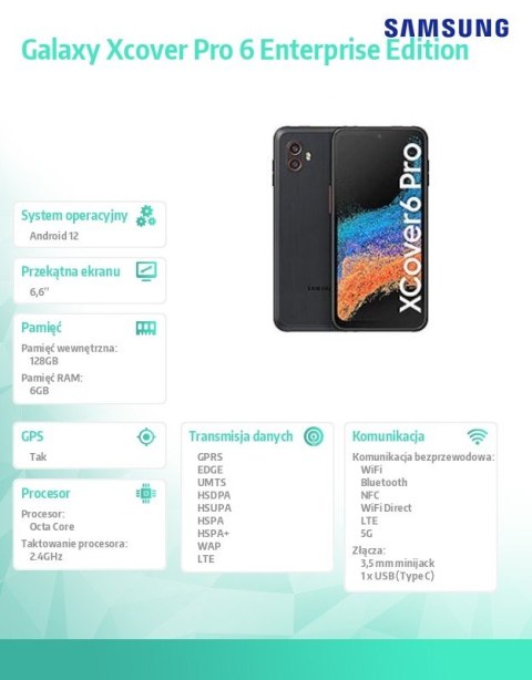 Smartfon Galaxy Xcover Pro 6 DualSIM Enterprise Edition czarny Smartfon Galaxy Xcover Pro 6 DualSIM Enterprise Edition czarny