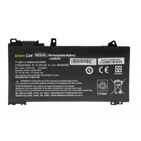 Bateria RE03XL 11,55V 3400mAh do HP Probook 430 450 G6 G7 Bateria RE03XL 11,55V 3400mAh do HP Probook 430 450 G6 G7