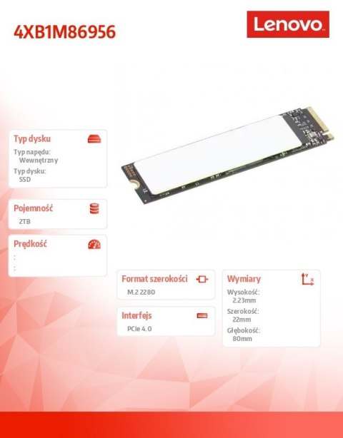 Dysk SSD 2TB Performance PCIe Gen4 M.2 2280 4XB1M86956 Dysk SSD 2TB Performance PCIe Gen4 M.2 2280 4XB1M86956