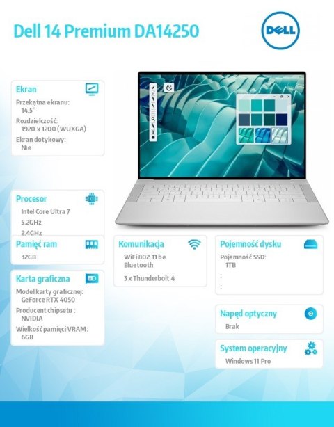 *DELL 14 Premium Win11P U7-255HX/32/1TB/4050/3YP *DELL 14 Premium Win11P U7-255HX/32/1TB/4050/3YP