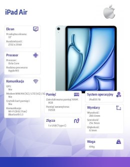 IPad Air 13 cali WiFi 512GB Niebieski