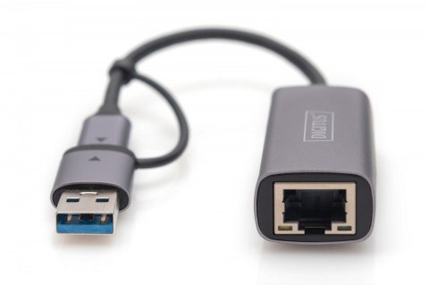 Karta sieciowa przewodowa USB 3.1 Typ C + USB A do 1x RJ45 2.5 Gigabit Ethernet 10/100/1000/2500Mbps Karta sieciowa przewodowa USB 3.1 Typ C + USB A do 1x RJ45 2.5 Gigabit Ethernet 10/100/1000/2500Mbps