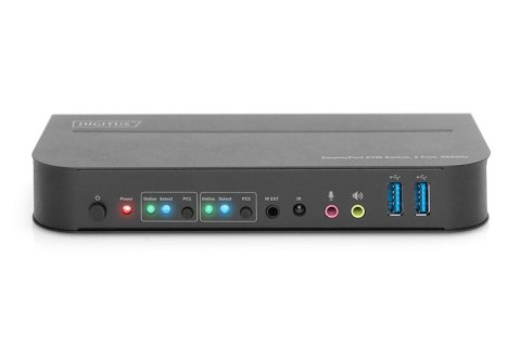Przełącznik KVM 2 portowy DisplayPort do HDMI 2x1 4K 60Hz 2xUSB audio Przełącznik KVM 2 portowy DisplayPort do HDMI 2x1 4K 60Hz 2xUSB audio