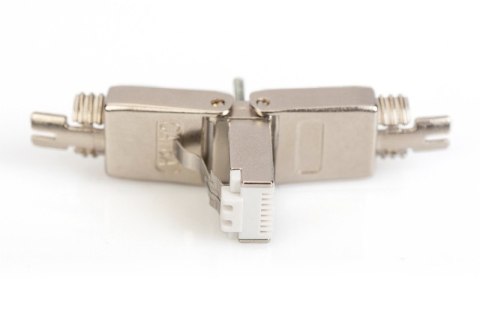 Wtyk modularny RJ45 kat.6A, PoE++, 10GbE, STP, ekranowany, beznarzędziowy, zakręcany, metalowy, AWG 26-22, dł.50mm Wtyk modularny RJ45 kat.6A, PoE++, 10GbE, STP, ekranowany, beznarzędziowy, zakręcany, metalowy, AWG 26-22, dł.50mm