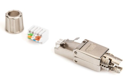 Wtyk modularny RJ45 kat.6A, PoE++, 10GbE, STP, ekranowany, beznarzędziowy, zakręcany, metalowy, AWG 26-22, dł.50mm Wtyk modularny RJ45 kat.6A, PoE++, 10GbE, STP, ekranowany, beznarzędziowy, zakręcany, metalowy, AWG 26-22, dł.50mm