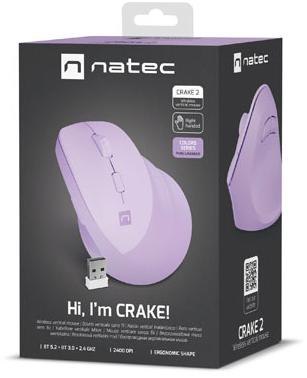 Mysz komputerowa Natec Crake 2 Pure Lavender 2400DPI bezprzewodowa