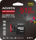 Adata Karta microSD High Endurance 512GB UHS1 U3 V30 A2 100/85MB/s + Adapter