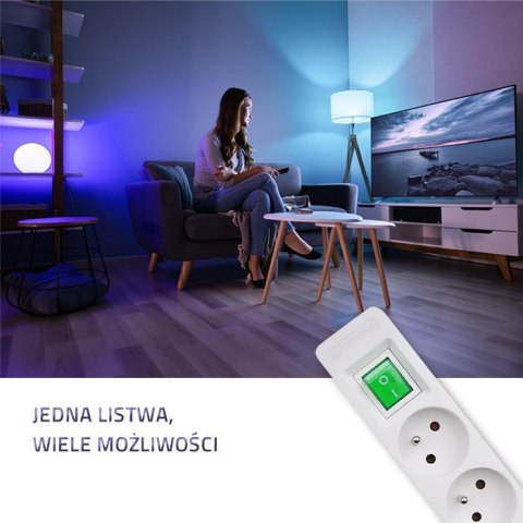 Listwa zasilająca | 5 gniazd | 1.8m | Biało-szara Listwa zasilająca | 5 gniazd | 1.8m | Biało-szara